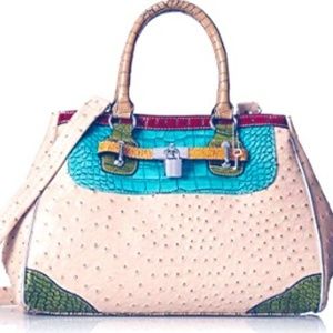 MG COLLECTION Multi-Color Kaede Ostrich Crocodile